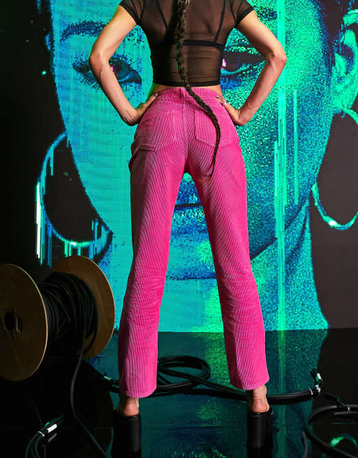 ASOS DESIGN - Stugge flare jeans van corduroy met lage taille in roze, 2 van 4