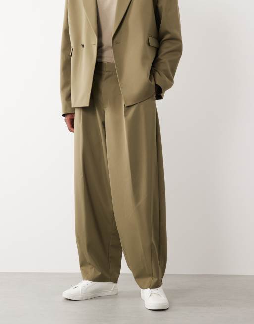 ASOS DESIGN - Støvet grønne habitbukser med tøndeformede ben, 2 af 5