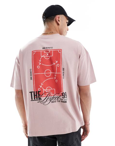 ASOS DESIGN - Støvet lyserød og oversized T-shirt med "Courtside"-grafik - view 1