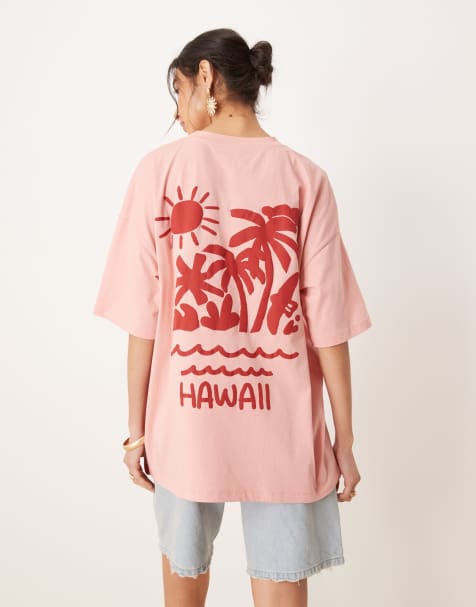 ASOS DESIGN - Støvet lyserød oversized T-shirt med hævet solprint - view 1