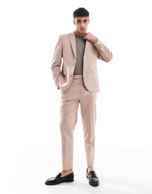 ASOS DESIGN - Støvet lyserøde tapered habitbukser, 3 af 5