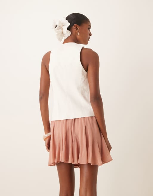 ASOS DESIGN - Støvet pink mininederdel med kileindsatser i chiffon, 5 af 5