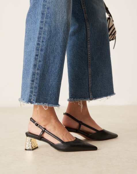 ASOS DESIGN – Stylish – Czarne buty na średnim obcasie z paskiem za piętą - view 1