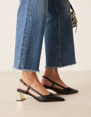 ASOS DESIGN - Stylish - Schuhe in Schwarz mit mittelhohem Absatz und Fersenriemen