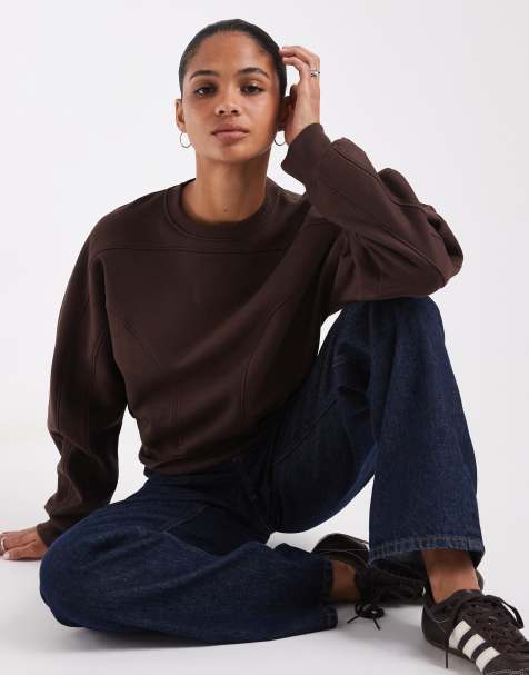 ASOS DESIGN sudadera cocoon con paneles en marrón - view 1