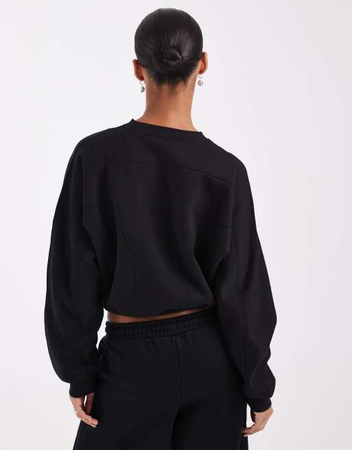 ASOS DESIGN sudadera cocoon con paneles en negro, 3 de 4