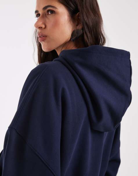 ASOS DESIGN - Sudadera con capucha boxy de felpa perchada en azul marino - view 1
