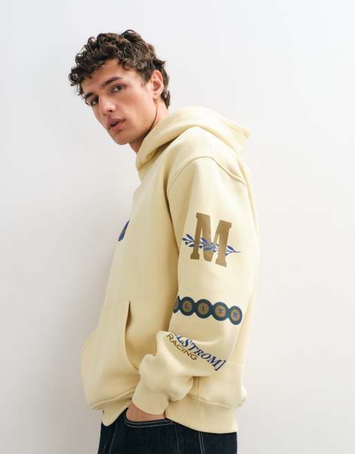 ASOS DESIGN sudadera con capucha extragrande con estampado pigmentado en amarillo, 4 de 5