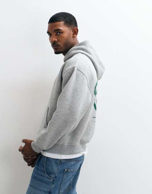 ASOS DESIGN - sudadera con capucha extragrande y corte cuadrado con estampado pigmentado en gris jaspeado, 5 de 5