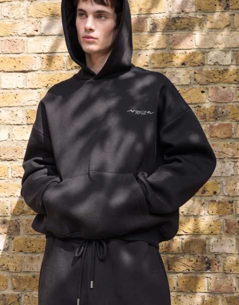 ASOS DESIGN - sudadera con capucha extragrande y corte cuadrado en tejido estilo scuba en negro - view 1