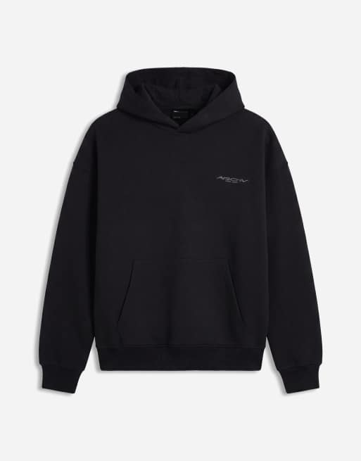 ASOS DESIGN - sudadera con capucha extragrande y corte cuadrado en tejido estilo scuba en negro, 6 de 9