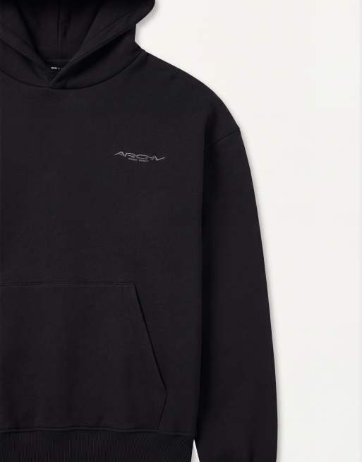 ASOS DESIGN - sudadera con capucha extragrande y corte cuadrado en tejido estilo scuba en negro, 8 de 9