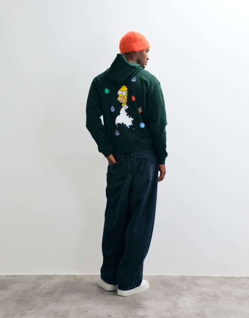 ASOS DESIGN - sudadera con capucha holgada con estampado de Christmas de The Simpsons en verde, 3 de 5