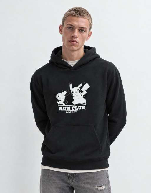 ASOS DESIGN sudadera con capucha holgada con estampado de Pokemon Pikachu en negro, 7 de 9
