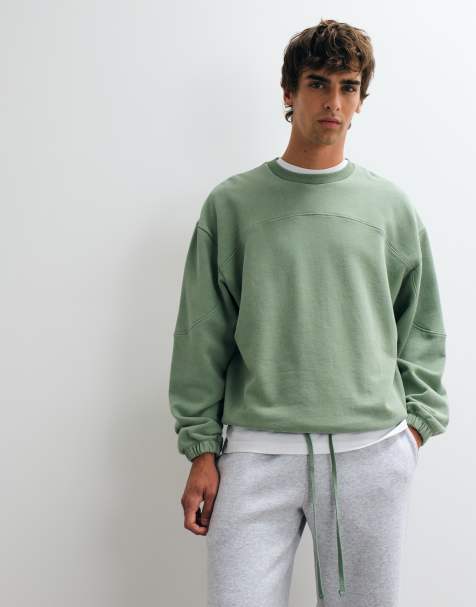 ASOS DESIGN - Sudadera con detalle de paneles y cordón ajustable en verde claro - view 1