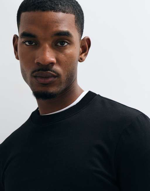ASOS DESIGN sudadera de cuello redondo de corte ajustado en negro, 3 de 5