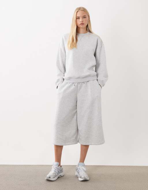 ASOS DESIGN - Sudadera de cuello redondo en gris jaspeado, conjunto, 2 de 4