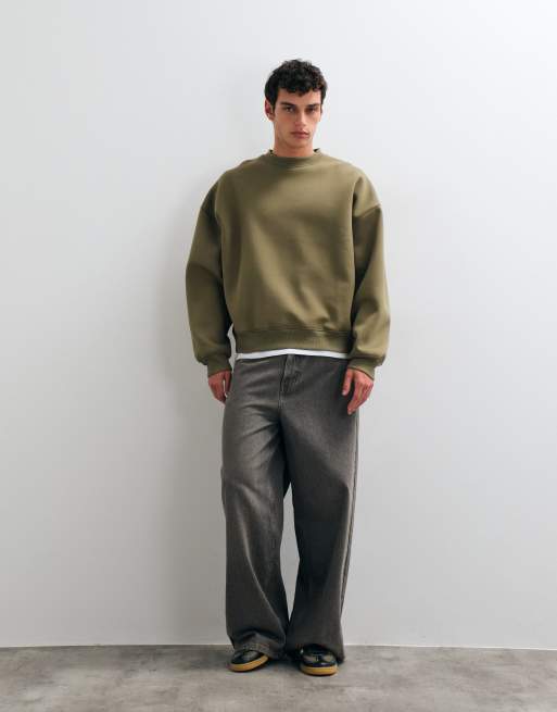 ASOS DESIGN - sudadera extragrande en tejido estilo scuba en caqui, 3 de 5