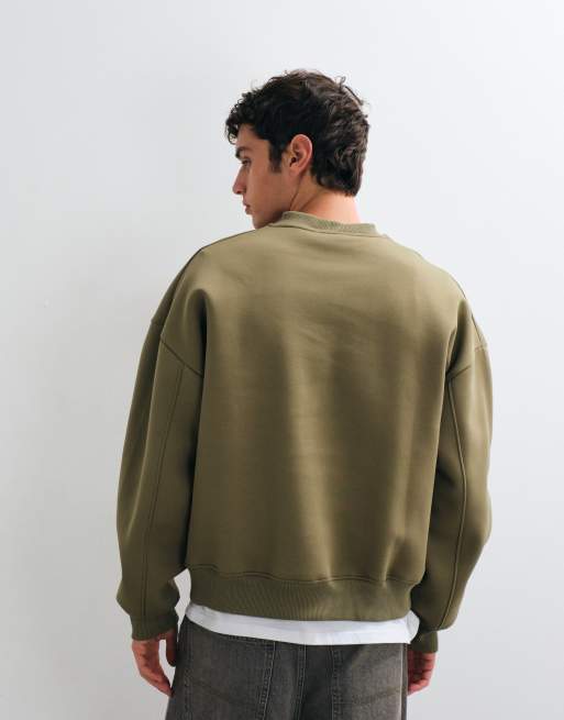 ASOS DESIGN - sudadera extragrande en tejido estilo scuba en caqui, 4 de 5