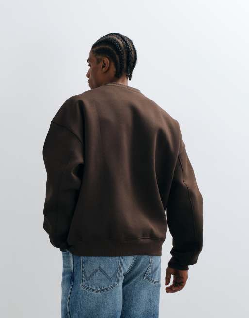 ASOS DESIGN - sudadera extragrande extrema en tejido estilo scuba marrón, 3 de 5