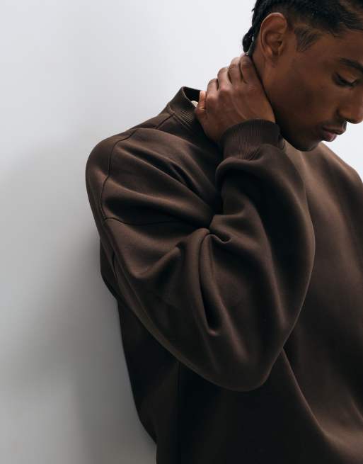 ASOS DESIGN - sudadera extragrande extrema en tejido estilo scuba marrón, 4 de 5