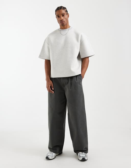 ASOS DESIGN - Sudadera gris hielo jaspeado extragrande con mangas 3/4 de tejido efecto neopreno, 3 de 5