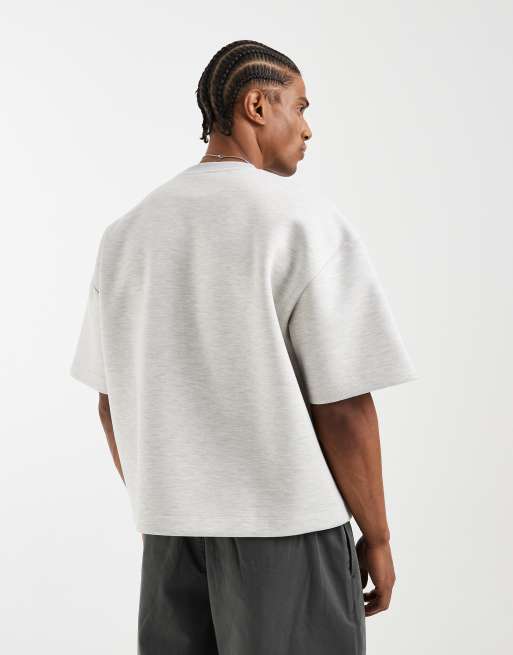 ASOS DESIGN - Sudadera gris hielo jaspeado extragrande con mangas 3/4 de tejido efecto neopreno, 4 de 5
