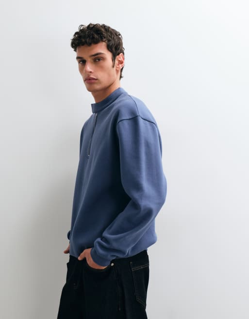 ASOS DESIGN - sudadera holgada con cierre de cremallera y cierre de gancho y bucle en azul, 2 de 5