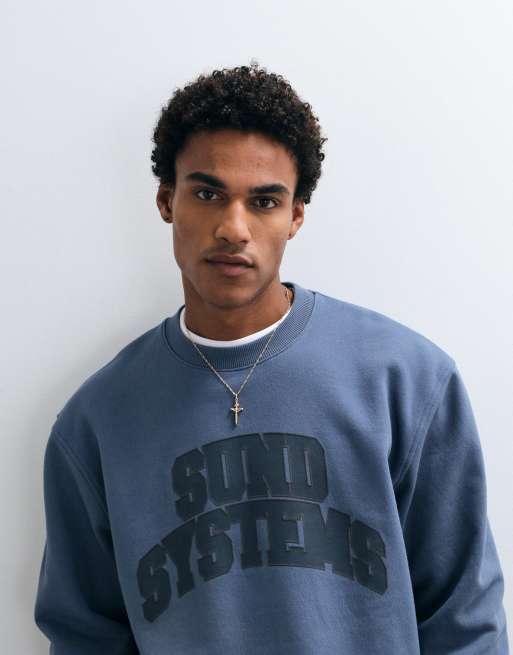 ASOS DESIGN - sudadera holgada con estampado frontal collegiate en azul, 5 de 5