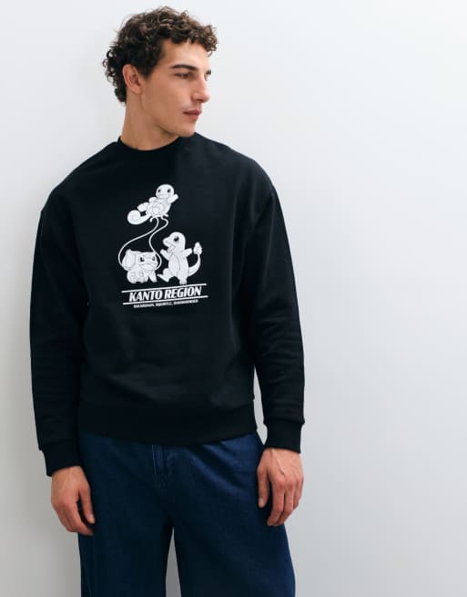 ASOS DESIGN sudadera holgada con estampado Pokemon Kanto en negro, 2 de 5