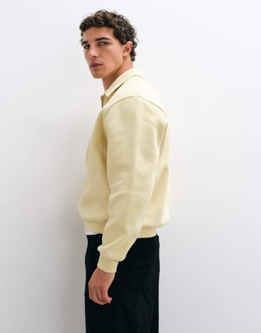 ASOS DESIGN sudadera polo con cremallera de corte holgado y cuadrado en amarillo, 4 de 5