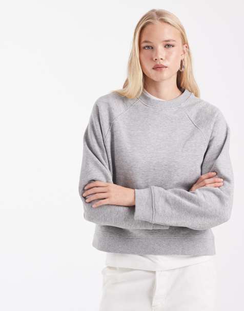 ASOS DESIGN - sudadera regular raglán con interior afelpado en gris jaspeado - view 1