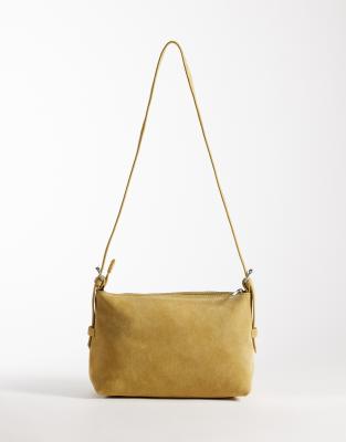 Asos Design Suede Adjustable Cross Body Bag In Yellow