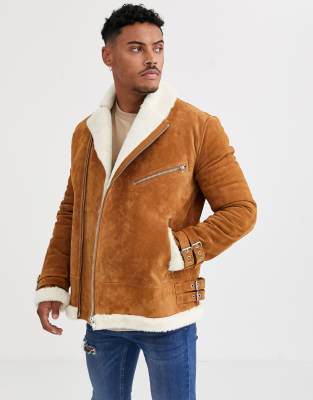 Mens suede jacket hot sale with fur