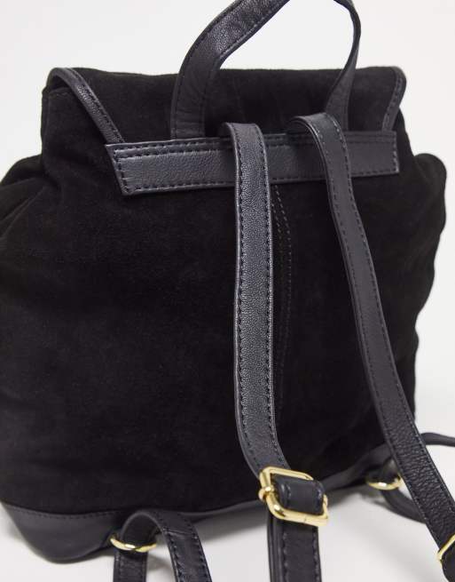 ASOS DESIGN satchel backpack with gold hardware in black