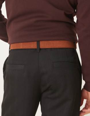 Asos Design Suede Belt In Brown