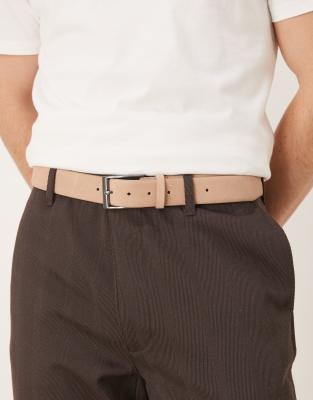 Asos Design Suede Belt In Neutral