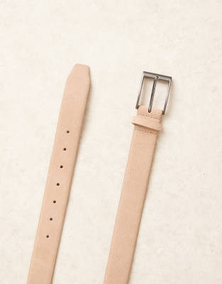 Asos Design Suede Belt In Neutral