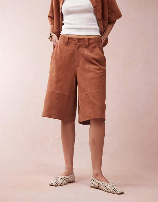 ASOS DESIGN suede bermuda shorts in tan - part of a set, 2 of 4