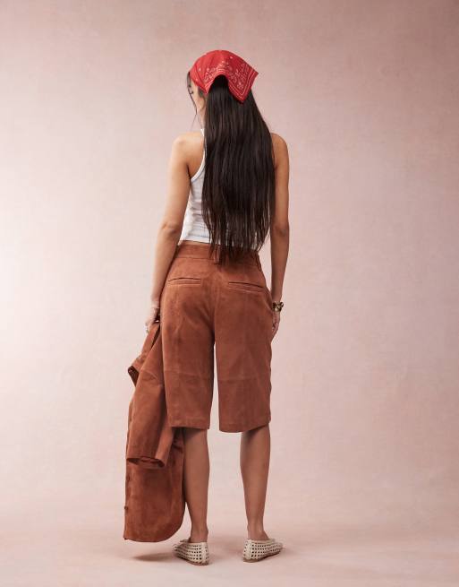 ASOS DESIGN suede bermuda shorts in tan - part of a set, 3 of 4