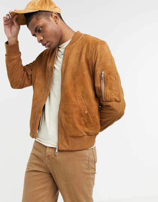 ASOS DESIGN bomber jacket in brown