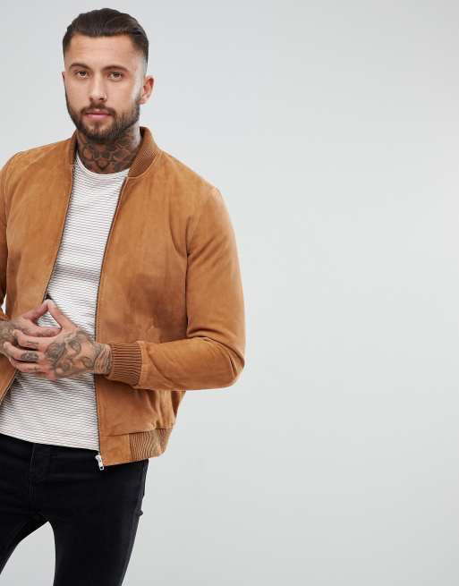 ASOS DESIGN bomber jacket in brown