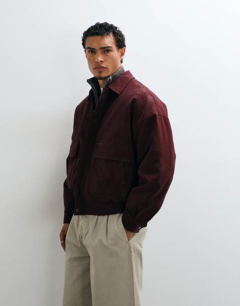 ASOS DESIGN suède bomberjack in rood - view 1
