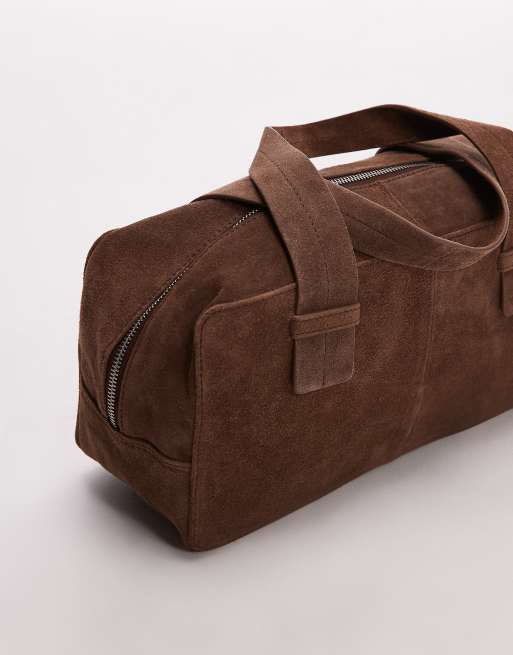 ASOS DESIGN suede bowler bag in mocha