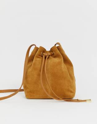 suede bucket purse