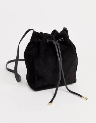 ASOS DESIGN SUEDE bucket bag-Black