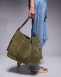 [ASOS DESIGN] ASOS DESIGN suede buckle tote bag in sage green No Size green