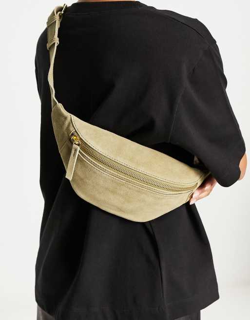 ASOS DESIGN suede bum bag in green