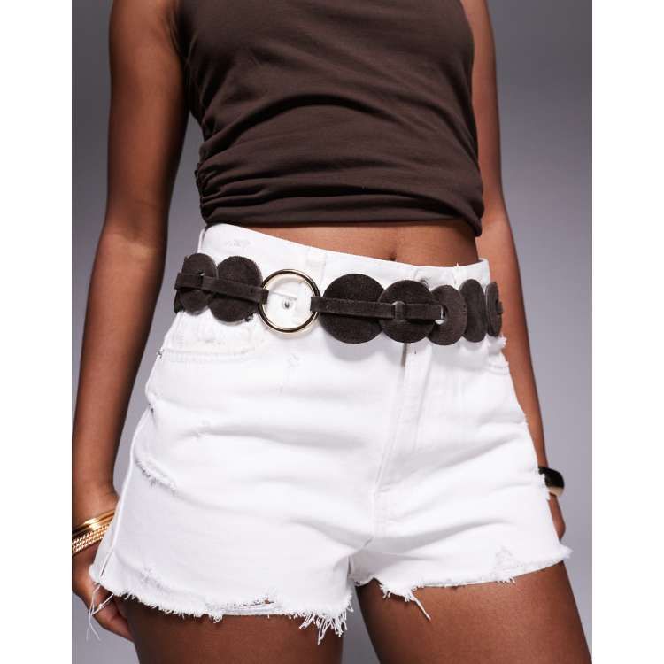 Genuine Vintage Retro Circle Studded Leather Belt Interchangeable Buckle