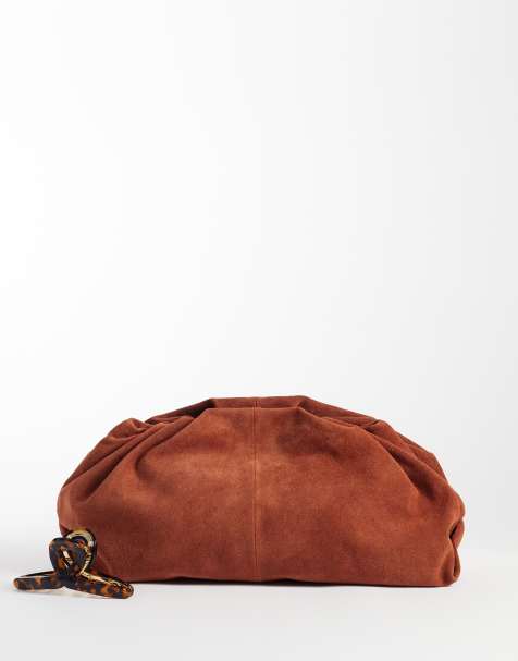 ASOS DESIGN suede cloud clutch in tan - view 1